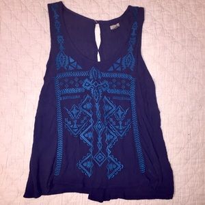 Ecote Split Back Embroidered Tank Top